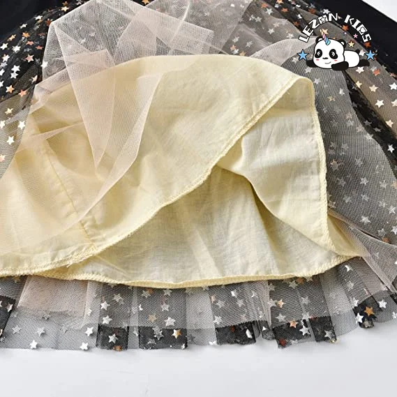 LEZONKIDS - Wholesale Crewneck Casual Girls Dresses Nice Sparkling Tutu Dress for Birthday Gift